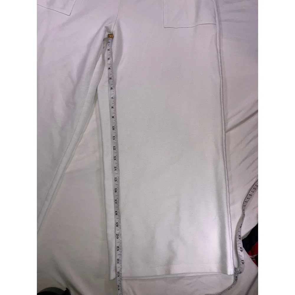Michael Kors White Wide Leg Crop Pants Gold Hardware Textured Knit Large